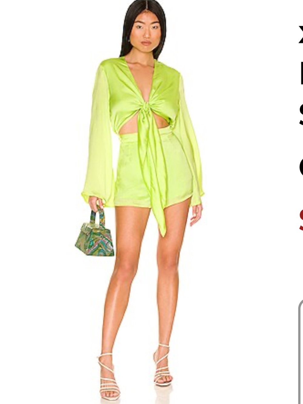 SNDYS Lime Tie-Front Romper